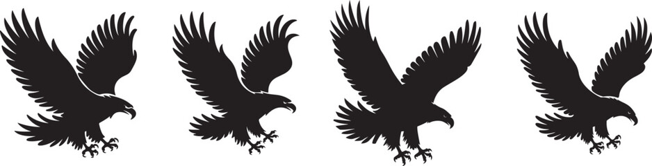 Fototapeta premium Majestic Black Eagles in Various Poses