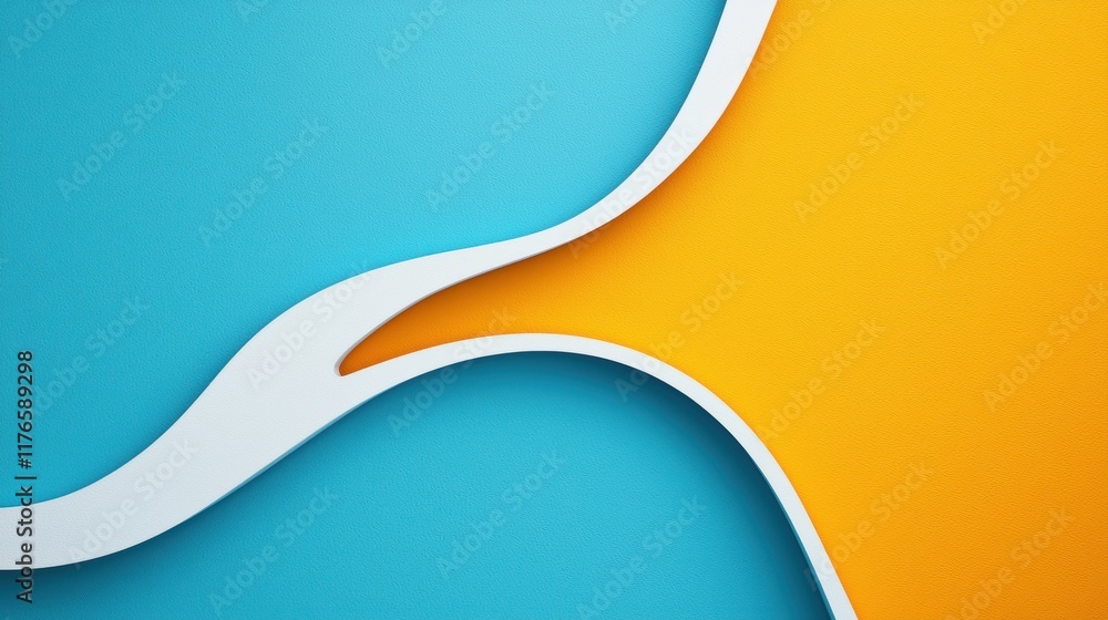 Poster a minimalist abstract background with a single, smooth curve dividing two contrasting colors, creati