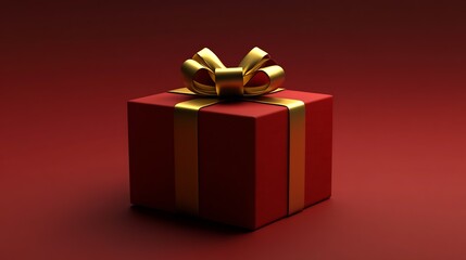 Obraz premium Luxe Red Gift Box Featuring a Golden Ribbon in a Warm Ambient Setting : Generative AI