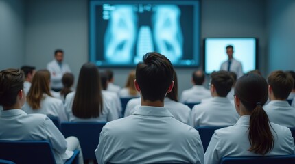 Medical Students Attending a Lecture in Modern Classroom Setting