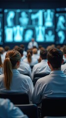 Medical Students in Lecture Hall Learning Anatomy Concepts