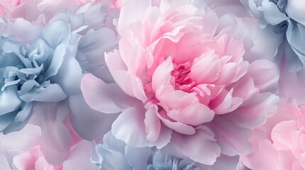 Naklejka premium Romantic Soft Peony Patterns in Pastel Tones - Seamless Repeat Design for Delicate Aesthetics