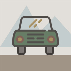 Design Illustration vector graphic of front view car icon with line style. Suitable for UI, mobile design, web design, etc