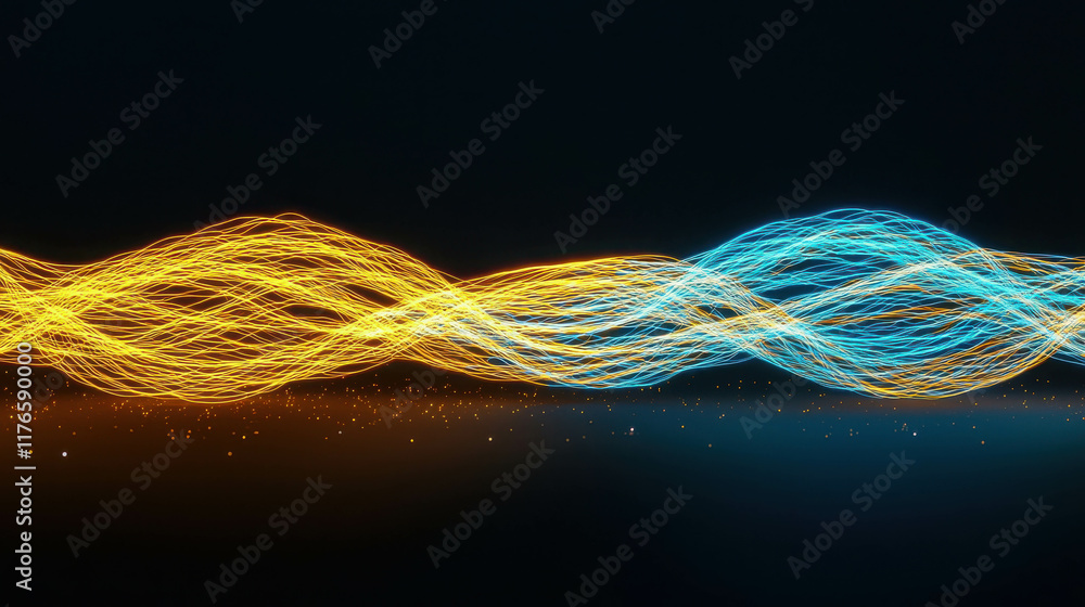 Poster subtle luminous threads of light forming intricate patterns in motion