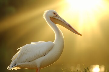 Obraz premium Pelican sunset wetland bird wildlife nature
