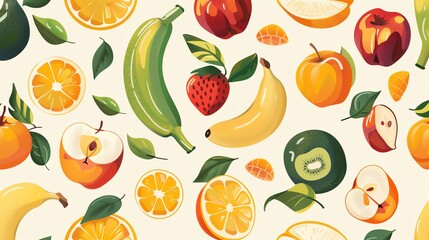 A seamless pattern of fruits.