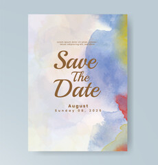 Wedding invitation with Abstract splashed watercolor background