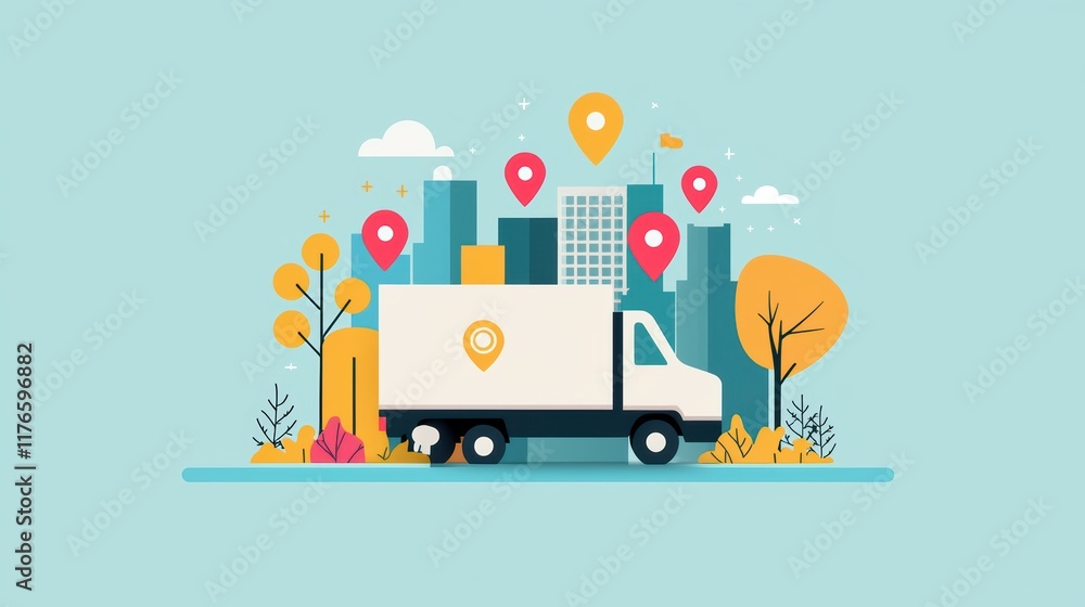Poster a logistics company using gps tracking technology to monitor the movement of trucks in real time, op