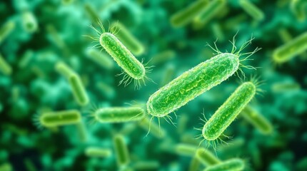 Fototapeta premium Microscopic view of bacteria with flagella