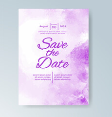 Wedding invitation with Abstract splashed watercolor background