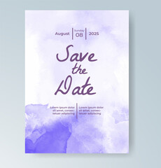 Wedding invitation with Abstract splashed watercolor background