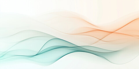 Obraz premium Elegant abstract background featuring flowing gradient waves in soft pastel tones of peach and teal. Perfect for business presentations, minimalist website designs, and modern creative projects