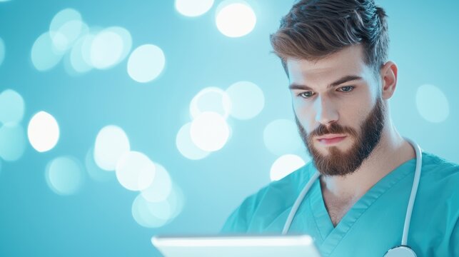 A healthcare provider analyzing patient data to identify trends, predict potential health risks, and improve patient outcomes.