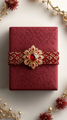 Luxury Red Gift Box with Gold Jewel Decor