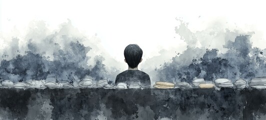 Obraz premium The Gray Food Landscape, Avoidant/Restrictive Food Intake Disorder ARFID