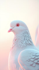 Obraz premium Elegant White Dove Close up at Sunset