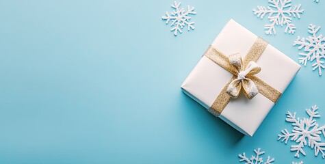 Christmas Festive Dark Blue and Gold Flat Lay with Gifts and Cookies