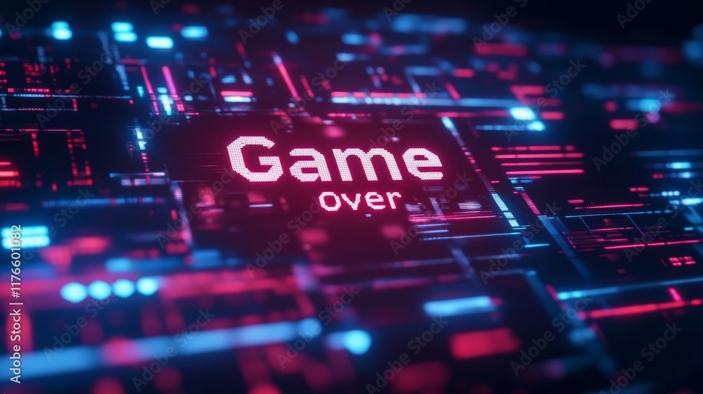 Fototapete abstract animation of game over text background.