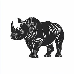 Fototapeta premium Silhouette of a rhinoceros, side view, detailed illustration.