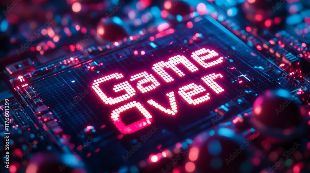Poster abstract animation of game over text background.