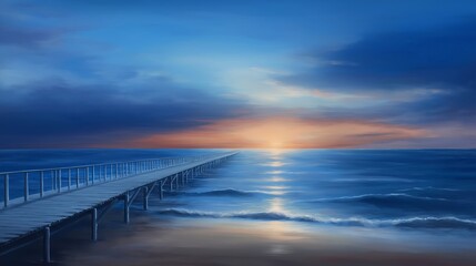 Fototapeta premium Landscape of the bridge over the sea at dusk