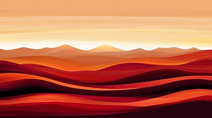 Fototapeta premium Abstract Landscape of Red and Orange Mountains at Sunset Perfect for Backgrounds, Websites, and Digital Art Projects