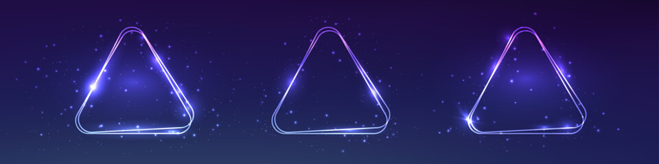 Neon double rounded triangle frame with shining effects