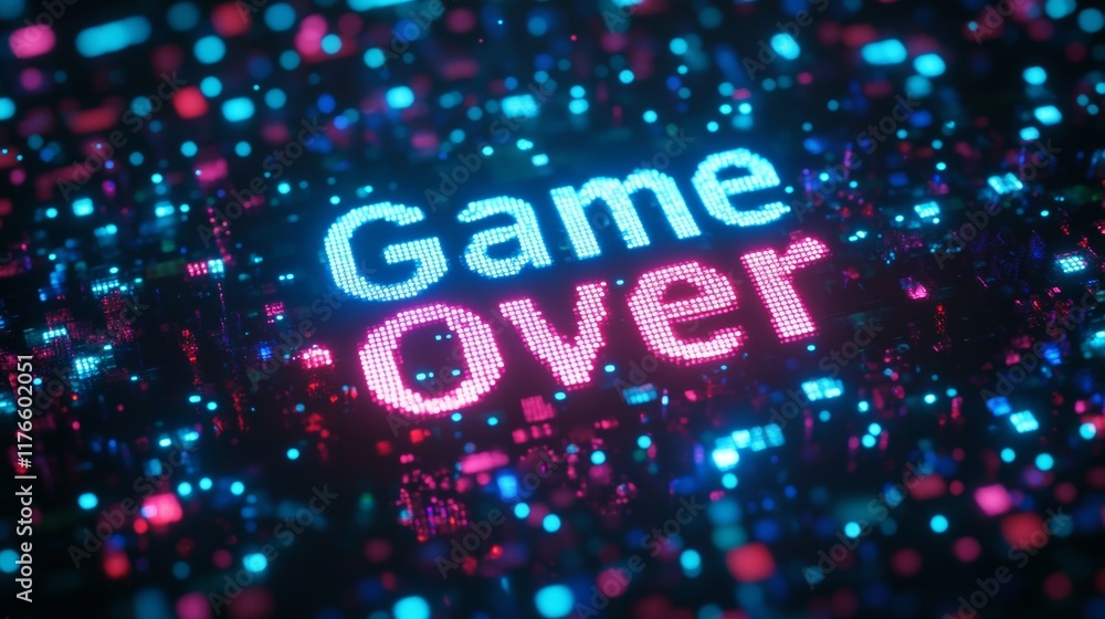 Fototapete abstract animation of game over text background.