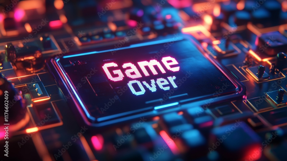 Poster abstract animation of game over text background.