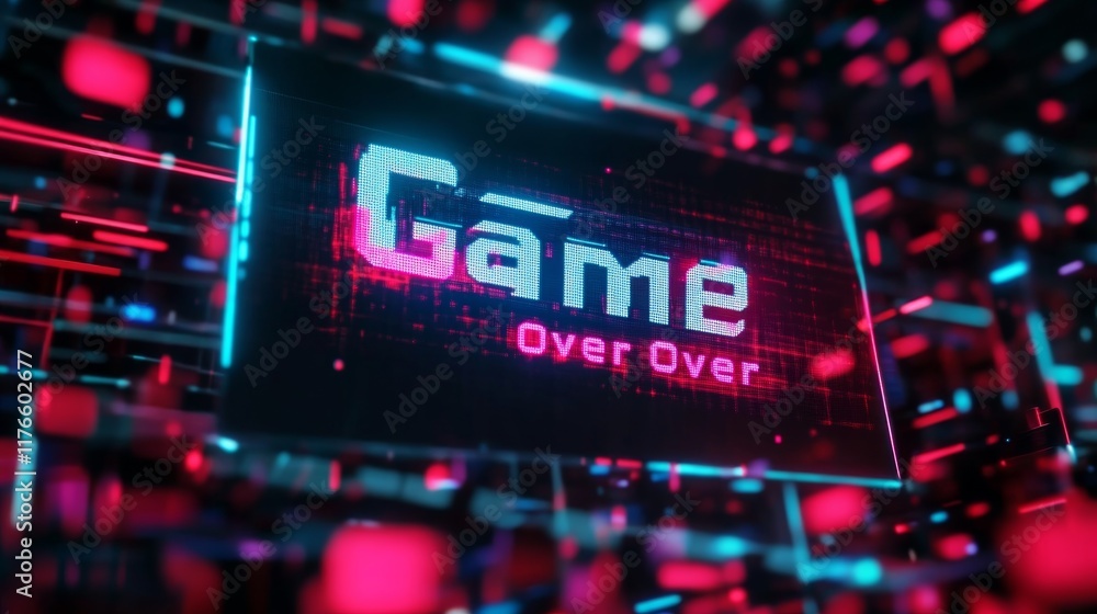 Fototapete abstract animation of game over text background.