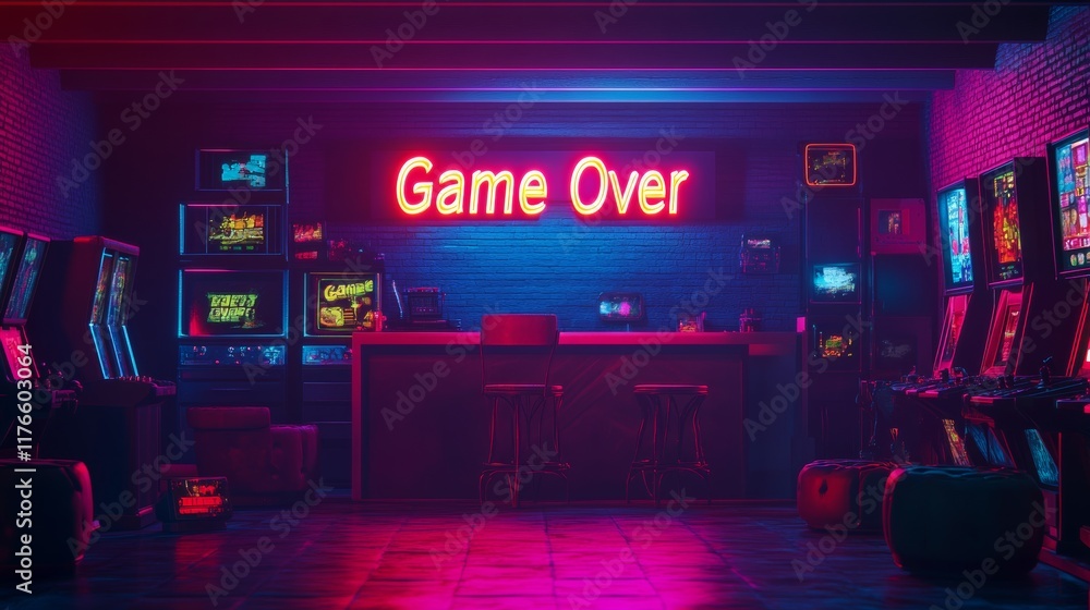 Poster abstract animation of game over text background.