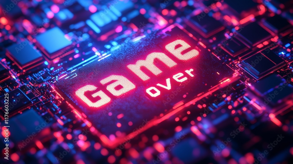 Fototapete abstract animation of game over text background.