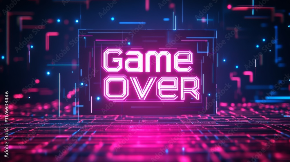 Fototapete abstract animation of game over text background.