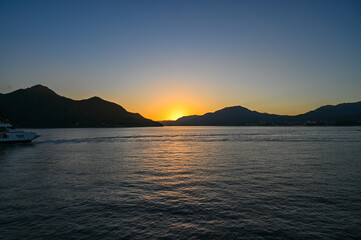 広島の厳島からの夕日