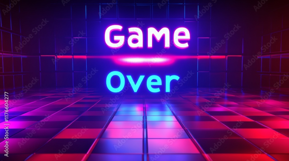 Fototapete abstract Animation of game over text background.