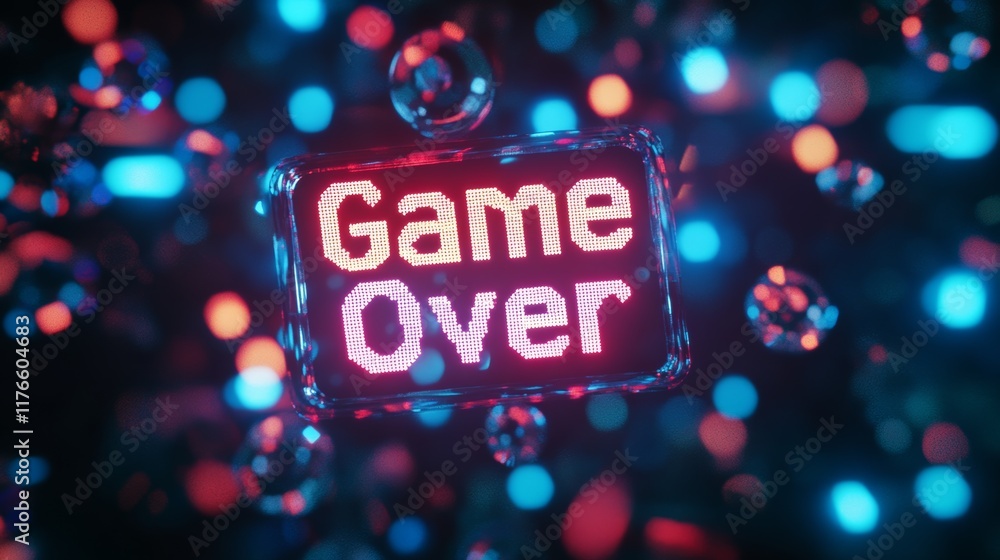 Fototapete abstract animation of game over text background.