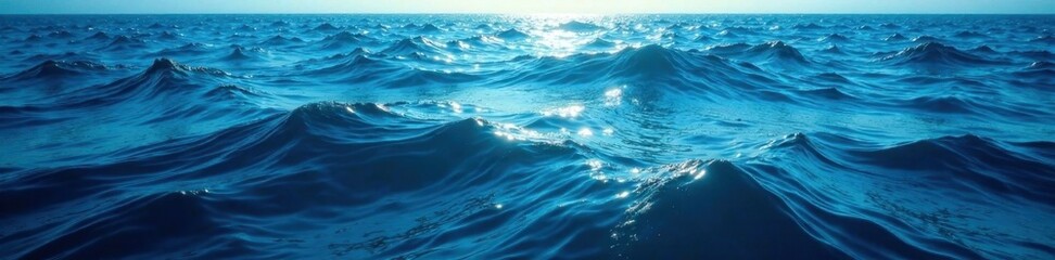 Obraz premium Intricate, deep blue ocean surface with subtle light , shine, nature