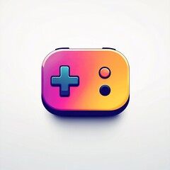 Colorful, 3D, vibrant, gradient video game controller icon.