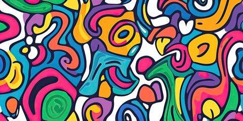 Fototapeta premium Abstract colorful random circles seamless pattern on white background