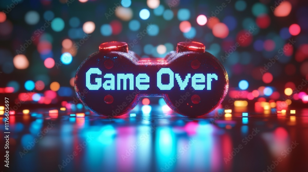 Fototapete abstract animation of game over text background.