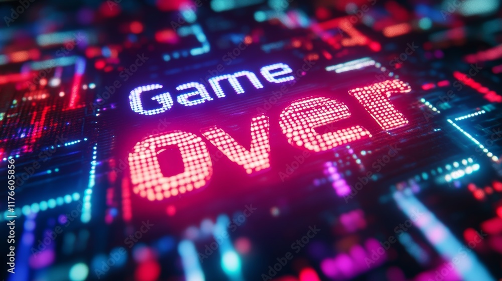Fototapete abstract animation of game over text background.