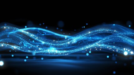 Luminous blue network connection with sparkling dots background. Based on Generative AI