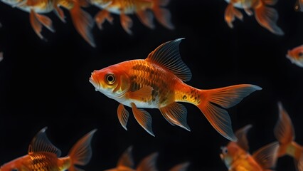 goldfish isolated on a dark black background Generative AI