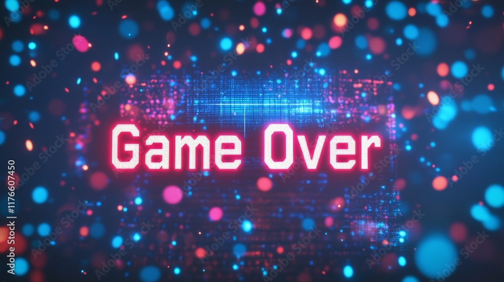 Fototapete abstract animation of game over text background.