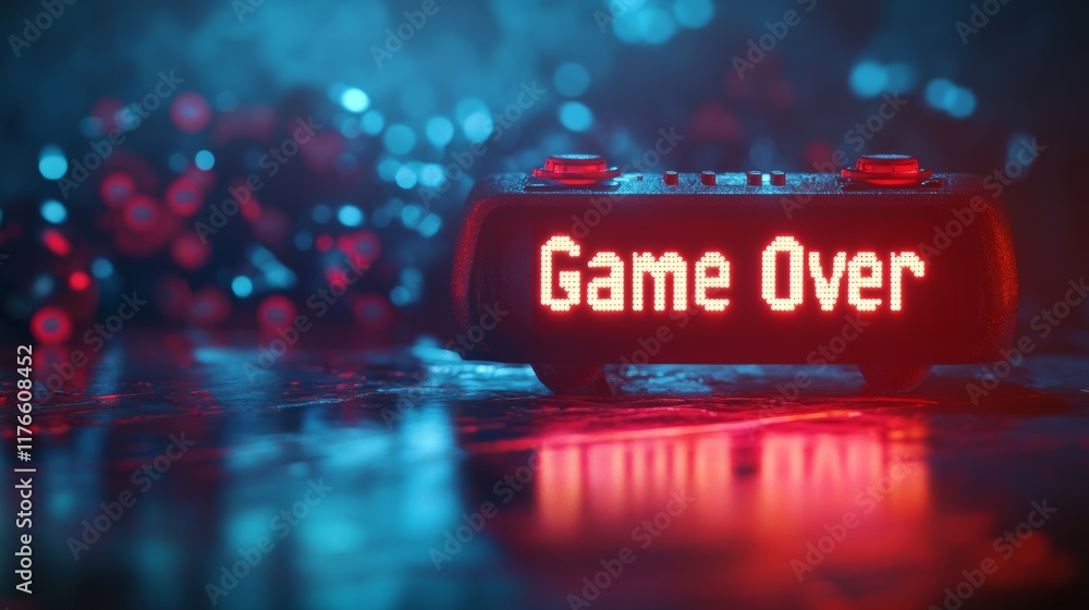 Fototapete abstract animation of game over text background.