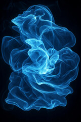 Burning Abstract Waves of Shiny Blue Smoke: A Digital Wallpaper and Background for Screen Savers	