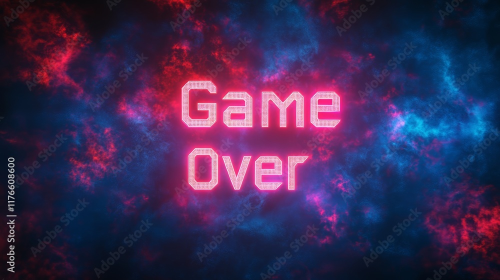 Fototapete abstract animation of game over text background.