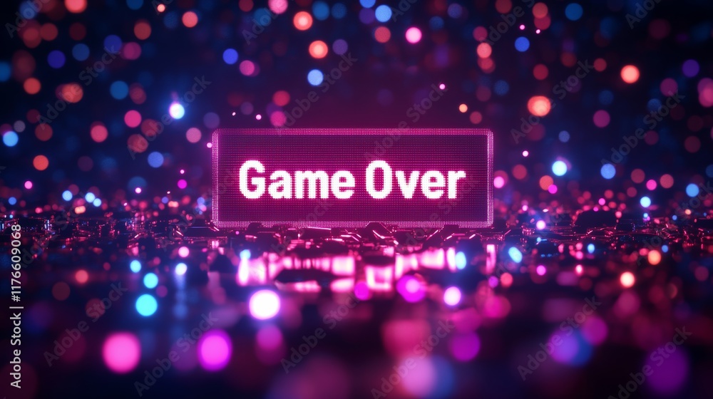 Fototapete abstract animation of game over text background.