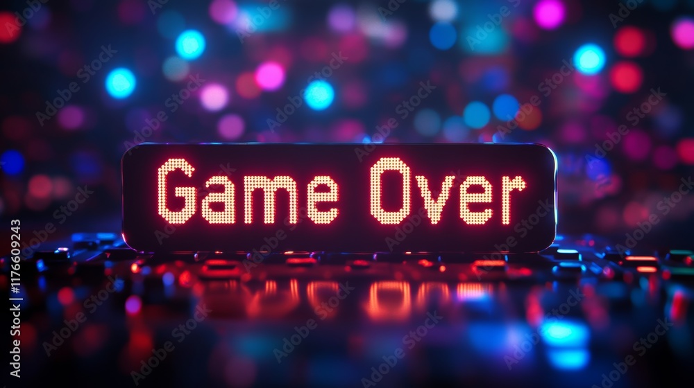 Poster abstract animation of game over text background.