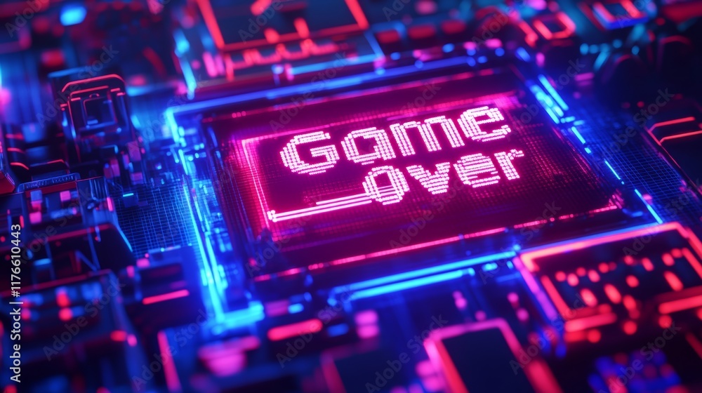 Fototapete abstract animation of game over text background.
